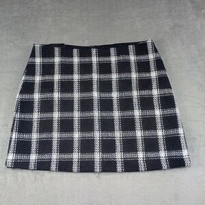 Banana Republic A-Line Short‎ Skirt 16 Black White Knit Tweed Preppy Chic